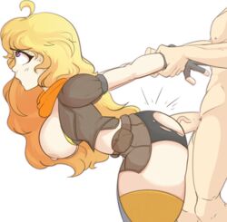 anal bhloopy blonde_hair clothing female male open_mouth ripped_clothing rwby sex yang_xiao_long