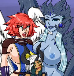 avaryss breasts fangs large_breasts nipple riot-s-retro runescape winged zilyana