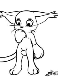 animated black_and_white claws clothing digimon female gatomon gloves loop mammal masturbation milesnukem nipples open_mouth pussy simple_background tail_masturbation