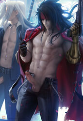 2boys erection final_fantasy final_fantasy_vii male male_focus male_only multiple_males nude open_clothes penis penis_out sakimichan sephiroth uncensored vincent_valentine