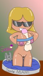 1girls 2024 9:16 abstract_background balls big_breasts big_thighs blonde_hair boots disembodied_penis knick_knack nipples nude_female open_mouth paizuri pixar pool pussy self_upload shiny_hair shiny_skin spicidore sunglasses sunny_miami tanned_female tanned_skin thighs