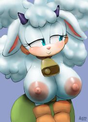 1girls aerosin anthro bell big_breasts blue_eyes bovid breasts breasts_out caprine collar ewe fluffy huge_breasts idw_publishing lanolin_the_sheep nude sheep sheep_girl sonic_(series) sonic_the_hedgehog_(comics) sonic_the_hedgehog_(idw) sonic_the_hedgehog_(series) topless white_hair white_wool wool wool_(fur)