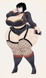 1girls big_ass big_breasts breasts_bigger_than_head fishnets huge_ass huge_breasts hyper hyper_ass hyper_hips hyper_thighs kansais looking_at_viewer nintendo_switch short_hair solo_female tagme thick_thighs wide_hips