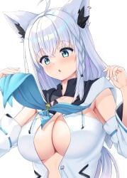 1girls blue_eyes blush breasts female fox_ears fox_girl hololive hololive_gamers hololive_gen_1 hololive_japan shirakami_fubuki solo solo_female tagme virtual_youtuber white_hair