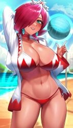 1female 1girls alternate_version_available beach beach_background big_breasts bikini bikini_tan boobs_bigger_than_head breasts breasts_bigger_than_head cleavage crown curvy curvy_body curvy_female curvy_figure earring earrings female female_only final_fantasy jewelry koarujpg mario_sports_mix red_hair robe robes solo solo_female swimsuit swimsuit_under_clothes swimwear tagme tan tan_body tan_skin thick_thighs thighs tiara volleyball white_mage