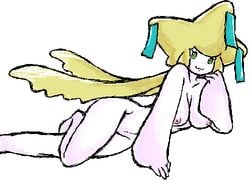 breasts color female female_only humanized jirachi mutabouru nipples nude pokemon pokemon_(species) rule_63 side_view sketch solo tagme