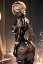 1girls ai_generated ass blonde_hair blue_eyes female female_focus female_only hair hi_res highres light_skin nier:_automata operator_21o sanctusnsfw solo solo_female standing