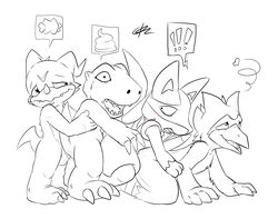 agumon all_fours anthro buggery c0nnerc00n colored crossover digimon digimon_(species) falco_lombardi fur furry furry_only interspecies line_art love_train lucario male male_only multiple_males no_humans open_mouth pheasant pokemon pokemon_(species) sex side_view standing star_fox veemon white_background yaoi