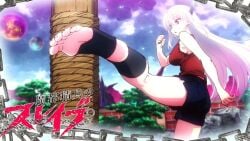 accurate_art_style anime_screencap barefoot eyecatch fantasy feet female female_focus foot_focus high_kick highres kicking martial_arts mato_seihei_no_slave official_art soles solo toes uzen_kyouka