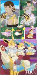 absurd_res alsoflick catching disembodied_hand eevee eeveelution furry furry_only generation_1_pokemon genitals ghost_hands hi_res jolteon luxury_ball male male_only masturbation nintendo paws penis pokeball pokemon pokemon_(species) pokemon_trainer transformation