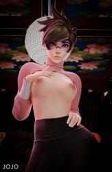 1girls 3d alternate_costume blizzard_entertainment breasts exposed_breasts female hot_pink_tracer jojo_3dart lamp looking_at_viewer medium_breasts overwatch overwatch_2 partially_clothed petite purple-tinted_eyewear slim solo solo_female tinted_eyewear tracer turtleneck visor