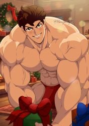 abs absurd_res biceps brown_hair christmas gift gift_wrapped haugwitz95 male_only merry_christmas muscle muscle_tone muscles muscular muscular_arms muscular_legs muscular_male muscular_thighs nipples oc original original_character pecs seductive seductive_smile smile smiling smiling_at_viewer speedo tagme