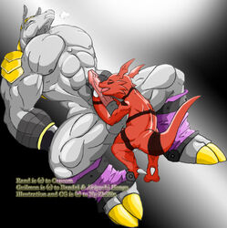 breath_of_fire breath_of_fire_ii crossover digimon guilmon male_only oral_sex rand_(breath_of_fire) yaoi