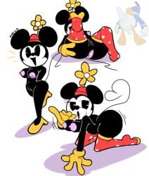 anthro anthro_only anus ass ass_up asshole bending_over bent_over blowjob_gesture breasts disney donald_duck female_focus female_only laying_down laying_on_back legs_up minnie_mouse naked naked_female public_domain shaking_ass shaking_butt smolzd socks_only spread_legs