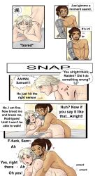 2boys age_difference ahe_gao anal blue_eyes blush brazilian brown_eyes comic cyborg dark-skinned_male english_text gay gay_sex hearts_around_body jetstream_sam male/male male_only male_penetrated male_penetrating male_penetrating_male metal_gear_rising metal_gear_rising:_revengeance moan moans naked no_visible_genitalia nude nude_male plap_(sound) raiden_(metal_gear) samuel_rodrigues samurai scar_across_eye sex sweat text text_bubble white_background white_skin yaoi