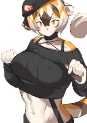 1girls big_breasts breasts female hat long_sleeves looking_at_viewer looking_down muscular muscular_anthro muscular_female muscular_thighs mx99926 oc short_hair smile smiling smiling_at_viewer sole_female solo solo_female solo_focus tail thick_thighs tiger tiger_ears tiger_girl tiger_print tiger_stripes tiger_tail wide_hips