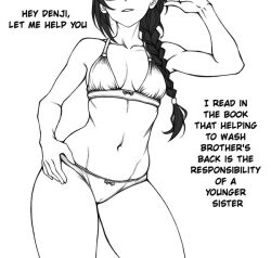 2023 black_and_white bra braid braided_hair breasts cameltoe chainsaw_man cleavage english english_text female female_focus female_only nayuta_(chainsaw_man) panties pixiv pussy redteneri thighs toned_stomach