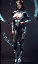 ai_generated armor armored_boots armored_female bodysuit cleavage fantasy fantasy_armour heroine skimpy skimpy_armor skintight