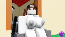 1girls 2boys 3d admin_(rolve) arsenal_(rolve) bacon_hair cakeel cap hiding id_card naked roblox roblox_(character) roblox_game robloxian rolve rule_63 source_request tagme white_skin