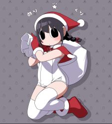 bag blush christmas christmas_hat christmas_outfit christmas_present explosionpsycho gloves hasami_haguruma kneesocks santa_costume santa_hat sfw thighhighs thighs 歯車ハサミ