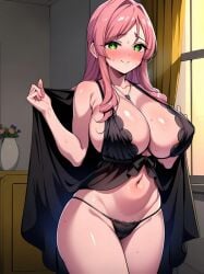 100_kanojo ai_generated big_breasts curvaceous curvy_female gabrail green_eyes hanazono_hahari huge_breasts kimi_no_koto_ga_dai_dai_dai_dai_daisuki_na_100-nin_no_kanojo lingerie mature_female milf pink_hair the_100_girlfriends_who_really_really_really_really_really_love_you