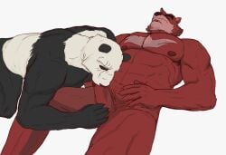2024 5_fingers abs anthro anthro_on_anthro anthro_penetrated anthro_penetrating anthro_penetrating_anthro balls bear beastars black_body black_fur black_nose brown_bear brown_body brown_fur closed_eyes cupcake2007 duo fellatio fingers fur genitals giant_panda gouhin gouhin_(beastars) humanoid_hands kumatetsu lying male male/male male_penetrated male_penetrating male_penetrating_male mammal multicolored_body multicolored_fur muscular muscular_anthro muscular_male navel nipples nude on_back oral pecs penetration penile penis penis_in_mouth sex the_boy_and_the_beast two_tone_body two_tone_fur ursine white_body white_fur