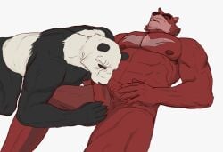 2024 5_fingers abs anthro anthro_on_anthro anthro_penetrated anthro_penetrating anthro_penetrating_anthro balls bear beastars black_body black_fur black_nose boner brown_bear brown_body brown_fur closed_eyes cupcake2007 duo erection fellatio fingers fur gay genitals giant_panda gouhin gouhin_(beastars) humanoid_hands kumatetsu lying male male/male male_only male_penetrated male_penetrating male_penetrating_male mammal multicolored_body multicolored_fur muscular muscular_anthro muscular_male navel nipples nude on_back oral pecs penetration penile penis penis_in_mouth sex the_boy_and_the_beast two_tone_body two_tone_fur ursine white_body white_fur