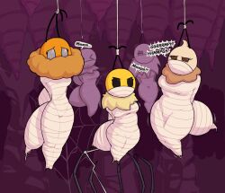 bea_(bug_fables) bee bondage bug_fables female fluffy_(bug_fables) harrace-harrison multiple_girls no_penetration spider_web vi_(bug_fables)