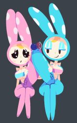 2futas animal_crossing anthro balls big_penis bottomless bra bunny chrissy_(animal_crossing) clothed duo francine_(animal_crossing) furry furry_only futa_only futanari handjob happy huge_cock hyper_penis lagomorph leaking_cum lottieplus masturbation mutual_masturbation nintendo rabbit simple_background touching_penis video_games worried