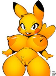 1girls 2018 anthro belly big_breasts big_ears black_eyes black_fur blush_sticker breasts buckteeth cleft_tail crotch_tuft dipstick_ears female female_only front_view fur furry furry_only huge_breasts large_breasts long_ears mammal navel nintendo nipples nude open_mouth open_smile orange_nipples pikachu pokémon_(species) pokemon portrait pubic_hair pussy rodent shortstack simple_background sketch slightly_chubby smile solo standing tail teeth text thick_thighs thigh_gap three-quarter_portrait tongue video_games watermark white_background wide_hips xylas yellow_fur