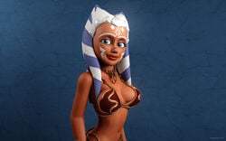 1girls 3d ahsoka_tano alien alien_girl artist_name bare_shoulders big_breasts blue_eyes bracer busty choker clone_wars curvy detailed_background eyelashes female female_only front_view hourglass_figure humanoid jedi jedi_padawan kondaspeter looking_at_viewer mammal marking metal_bikini midriff orange_skin pose posing shiny shiny_skin slave_ahsoka slave_bikini solo standing star_wars the_clone_wars:_season_four togruta voluptuous wide_hips