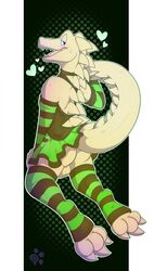 alligator anthro ass backsack balls clothed clothing crocodilian crossdressing furry girly heart legwear male reptile scalie skirt sleeves socks stockings tagme tail_upskirt yiffy1234