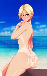 1girls beach blonde_hair blue_eyes breasts cum_on_ass female iq_(rainbow_six) law-zilla rainbow_six rainbow_six_siege solo tagme tanline tom_clancy