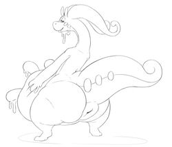 2018 ambiguous_gender antennae anus ass back big_anus big_ass big_tail big_udders black_and_white chubby dragon feet feral full-length_portrait goodra half-closed_eyes huge_ass huge_udders hyper hyper_anus hyper_udders lactating long_neck looking_at_viewer looking_back milk min monochrome nintendo nude pokémon_(species) pokemon pokemon_(species) pokemon_xy portrait presenting puffy_anus scalie simple_background sketch slime smile solo standing teats thick_tail thick_thighs udders video_games wet white_background wide_hips