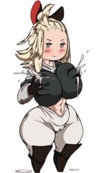 1girls big_breasts blonde_hair blue_eyes bravely_default:_flying_fairy breast_grab breast_squeeze breasts cameltoe colored edea_lee female female_only grey_impact half-closed_eyes huge_ass huge_breasts lactation leaking_pussy looking_at_viewer mob_face shortstack thick_thighs tights wide_hips