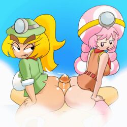 <3_eyes 1boy 2girls animated ass big_ass big_breasts big_penis blonde_hair bottomless bouncing_breasts breast_size_difference breasts buttjob captain_toad_treasure_tracker clothed clothing cock_worship dark-skinned_female double_buttjob double_hot_dogging female fighting fungi_fauna goomba goombella group group_sex hat heart heart-shaped_pupils hot_dogging huge_cock human humanoid large_breasts looking_back male mammal mario_(series) mining_helmet minus8 nintendo paper_mario penis pink_hair ponytail pov sex shortstack sideboob straight thighhighs threesome toadette unseen_character video_games