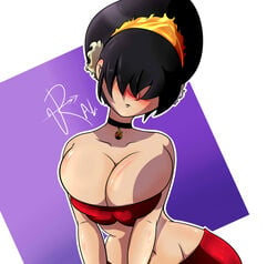 avatar_the_last_airbender big_breasts breasts clothing curvy female female_only large_breasts rogueartlove solo toph_bei_fong