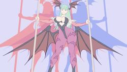 animated bat_wings bouncing_breasts clothing dancing darkstalkers erect_nipples erect_nipples_under_clothes flapping green_hair jiggle jiggling_breasts large_breasts monsuun morrigan_aensland no_sound pole smiling stripper_pole tagme thick_thighs video wide_hips