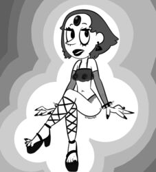 black_pearl gem_(species) gemsona goth monochrome pearl_(steven_universe) scaboomba steven_universe