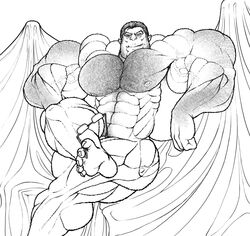 1boy 2013 abs anthro bara beast_(x-men) biceps big_muscles body_hair chest_hair furry hairy hank_mccoy male male_only marvel monochrome muscle muscular muscular_male nude pecs ripped-saurian solo wink x-men