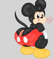 1boy 2016 anus ass brown_eyes clothing cute_fangs disney footwear ieyasu male male_only mickey_mouse no_humans shoes solo