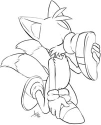 anthro aogami canine closed_eyes clothing erection foot_fetish footwear fox fur gloves kneeling male male_only mammal monochrome penis sex shoe_sniffing shoes sniffing solo sonic_(series) sonic_the_hedgehog_(series) sonic_the_hedgehog_2 tails