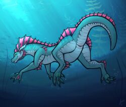 2026 animal_genitalia aquatic aquatic_dragon ardeo ass belly bubble cloaca digital_media_(artwork) dorsal_frill dragon feet female female_feral feral frill_(anatomy) fully_submerged genitals head_crest head_frill hi_res horn looking_at_viewer looking_back membrane_(anatomy) membranous_frill mythological_creature mythological_scalie mythology presenting presenting_cloaca presenting_hindquarters raised_tail scales scalie smile solo swimming tail tail_frill toes underwater underwater_scenery water webbed_feet webbed_hands