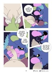 absurd_res animate_inanimate anthro barry_(ventesthefloof) big_penis bodily_fluids breath clothing comic dripping duo english_text felid footwear foreskin fur genitals hi_res male male/male mammal monster multiple_scenes navel orange_body orange_fur pantherine penis pulling_jockstrap removing_jockstrap saliva saliva_drip saliva_on_tongue saliva_string slightly_chubby slightly_chubby_anthro slightly_chubby_male socks text tiger tongue tongue_out ventesthefloof yellow_sclera