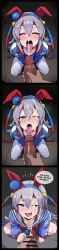1boy 1girls 2d ai_generated animal_ears big_cock big_penis blue_eyes blue_hairband blue_jacket blush closed_eyes cock comic cum cum_in_mouth cum_on_eye cum_on_face cum_on_tongue cumshot ejaculation english erection facial female fingerless_gloves gloves grey_hair grey_tail hair_between_eyes hairband headband horse_ears horse_girl horse_tail jacket kneeling large_cock large_penis long_hair looking_at_viewer male male/female male_masturbation masturbation oerba_yun_fang one_eye_closed open_mouth penis pov projectile_cum sloppingslurpie small_breasts straight tamamo_cross_(umamusume) text thick_cock thick_penis thighs tongue tongue_out umamusume umamusume_pretty_derby veins veiny_penis waiting_for_cum