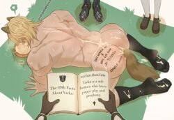 aether_(genshin_impact) bara black_socks blonde_hair body_scars book chain_leash cum cum_as_food cum_as_lube cum_bowl cum_on_ass cum_on_body cum_on_socks cum_on_soles cumdump dog_bowl dog_ears dog_tail doggy_style doodlefish75 exhibitionism filled_with_cum flins_(genshin_impact) gangbang gay genshin_impact grass kinky leash_pull long_socks male male_only masculine_male meat_toilet muscular_male naked naked_male on_floor on_fours on_grass on_knees pet_play puppyplay semen semen_on_body sex_slave small_dom_big_sub tail_plug varka_(genshin_impact) venti_(genshin_impact) yaoi