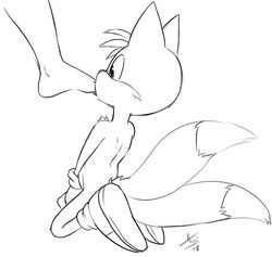 ambiguous_gender anthro aogami canine clothing foot_fetish foot_in_mouth footwear fox fur gloves kneeling male male/ambiguous male_only mammal monochrome shoes solo_focus sonic_(series) sonic_the_hedgehog_(series) sonic_the_hedgehog_2 tails