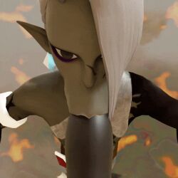 2boys 3d :>= animated anteater_face black_skin blender blender_(software) blowjob blowjob_face dld493v2 ear_piercing eyeliner fellatio femboy gay ghirahim grey_eyes grey_skin hair_covering_eye male/male nintendo penis pointy_ears self_upload skyward_sword the_legend_of_zelda twink white_hair yaoi