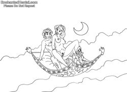 abu_(aladdin) aladdin aladdin_(1992_disney_film) aladdin_(character) canon_couple disney disney_prince disney_princess drawnthatwayxx enchantedhentai.com magic_carpet monochrome nipples princess_jasmine sex sketch