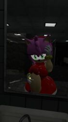 1futa 3d amy_rose bathroom clenched_teeth female futanari grabbing_head masturbation mirror public_bathroom sad sonic_(series) sonic_the_hedgehog_(series) vrchat